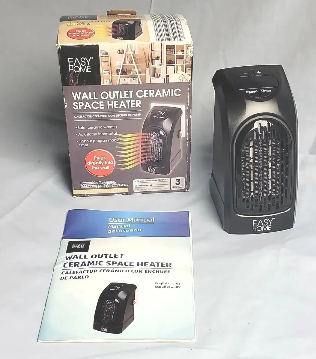 Easy Home Compact Ceramic Wall Outlet Digital Space Heater NOB | eBay