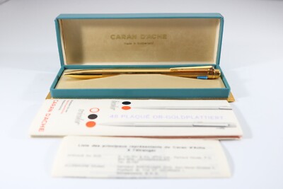 Vintage Caran d'Ache No. 48b Bi-Color vergoldete Kugelschreiber Gehäuse & Minen