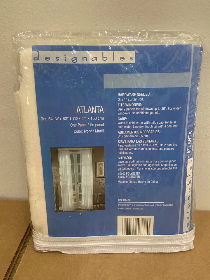 Designables Atlanta One 54”W x 63”L Drapery Panel Ivory 19725 - Image 2 of 3