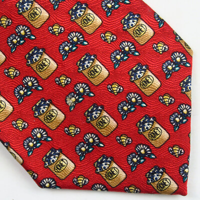 Korean Air Airlines Red Honey Jar Novelty Mens Tie 57'' x 4'' Vivid Rare Bright