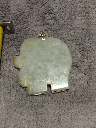 925 Sterling Silber - Elefant geschnitzte Jade chinesischer Anhänger - PT7840 NICHT AVON - Bild 5 von 8