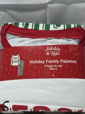 Fleece 2 PC. Men's Large Size Christmas Pajama Set Merry And Bright