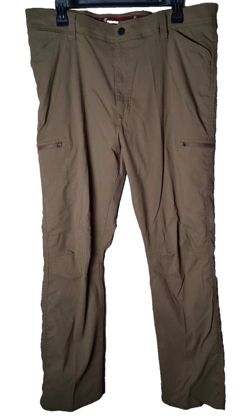 Wrangler Pants Mens 36x30 Flex Waist Brown Outdoor Utility Cargo Hiking Fishing