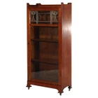Antique Arts & Crafts Mission Oak Leaded Glass Single Door Bookcase c1920