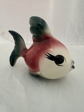 Vintage Midcentury Fish Tooth Pick Holder Anthropomorphic Kitschy Hors d&rsquo;oeuvre