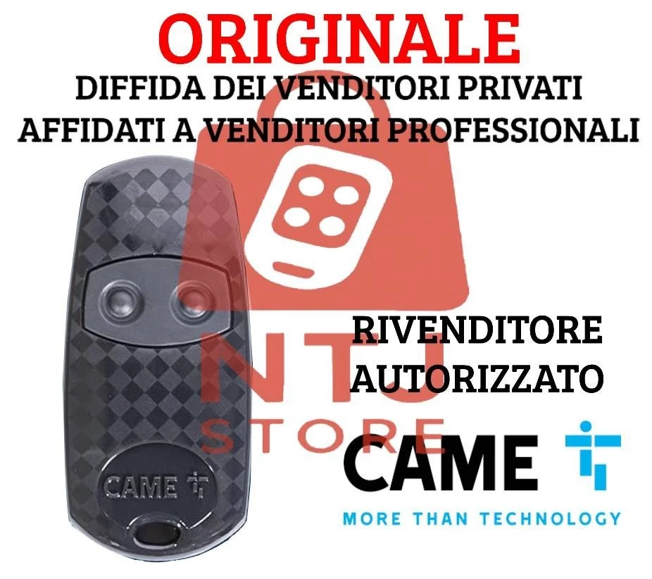 Telecomando ORIGINALE Came TOP 432 EE 2 tasti nero 433,92MHz