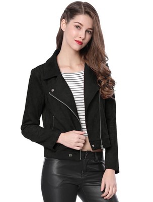 RO & DE Women s Black Suede Biker Jacker. Size Small. Discount shipping 