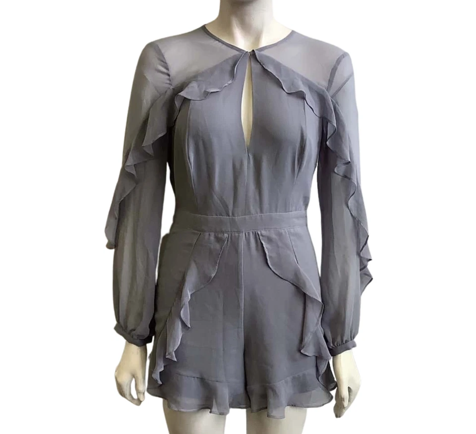 BARDOT Paige Dusty Blue Ruffle Long Sleeve Romper Playsuit NWT 10AU / 6US - Image 4 of 4