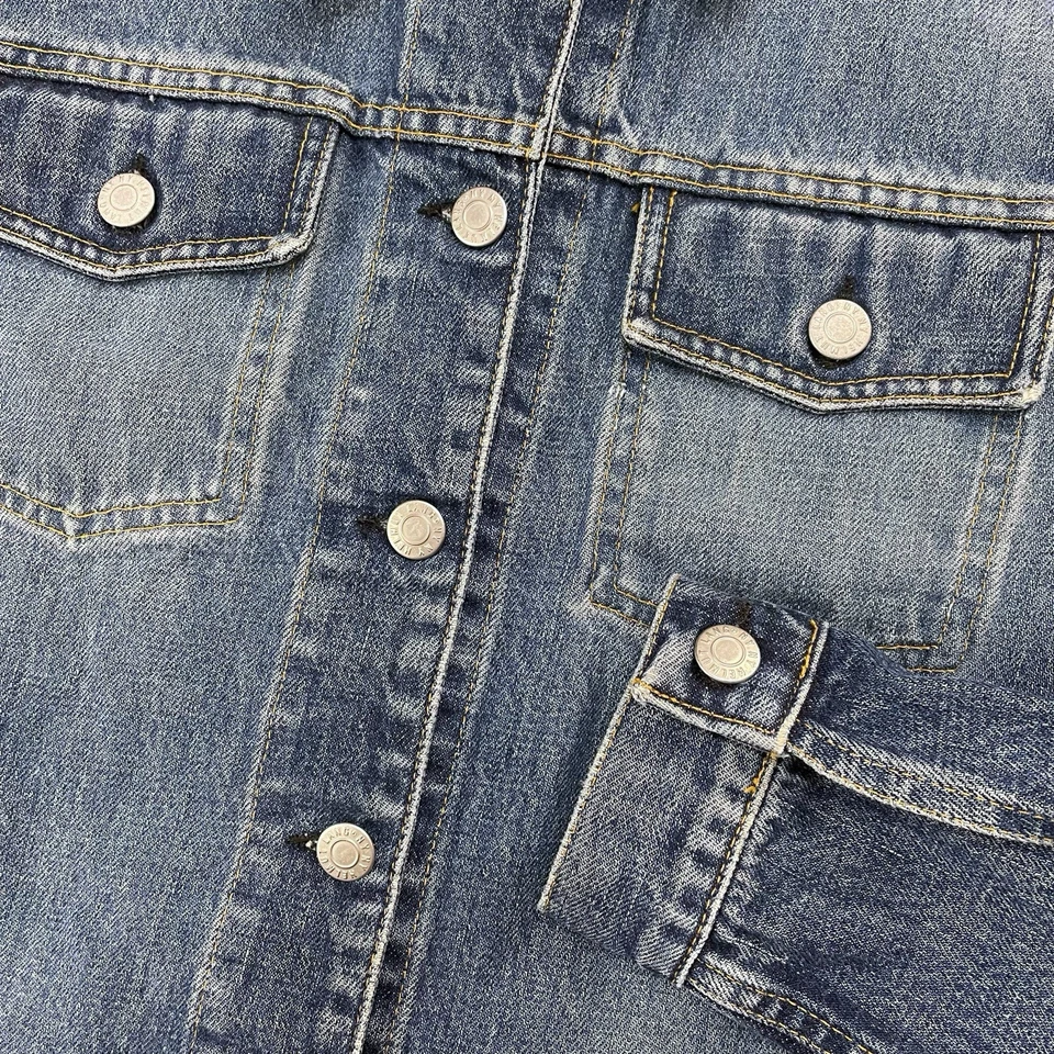 2002 Helmut Lang Jeans Washed Vintage Dark Denim Fade Jacket - Imagen 3 de 4