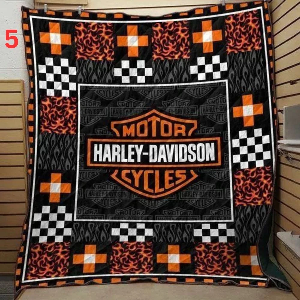 Haarleyy Davidson Motorcycle Fleece Quilt Blanket