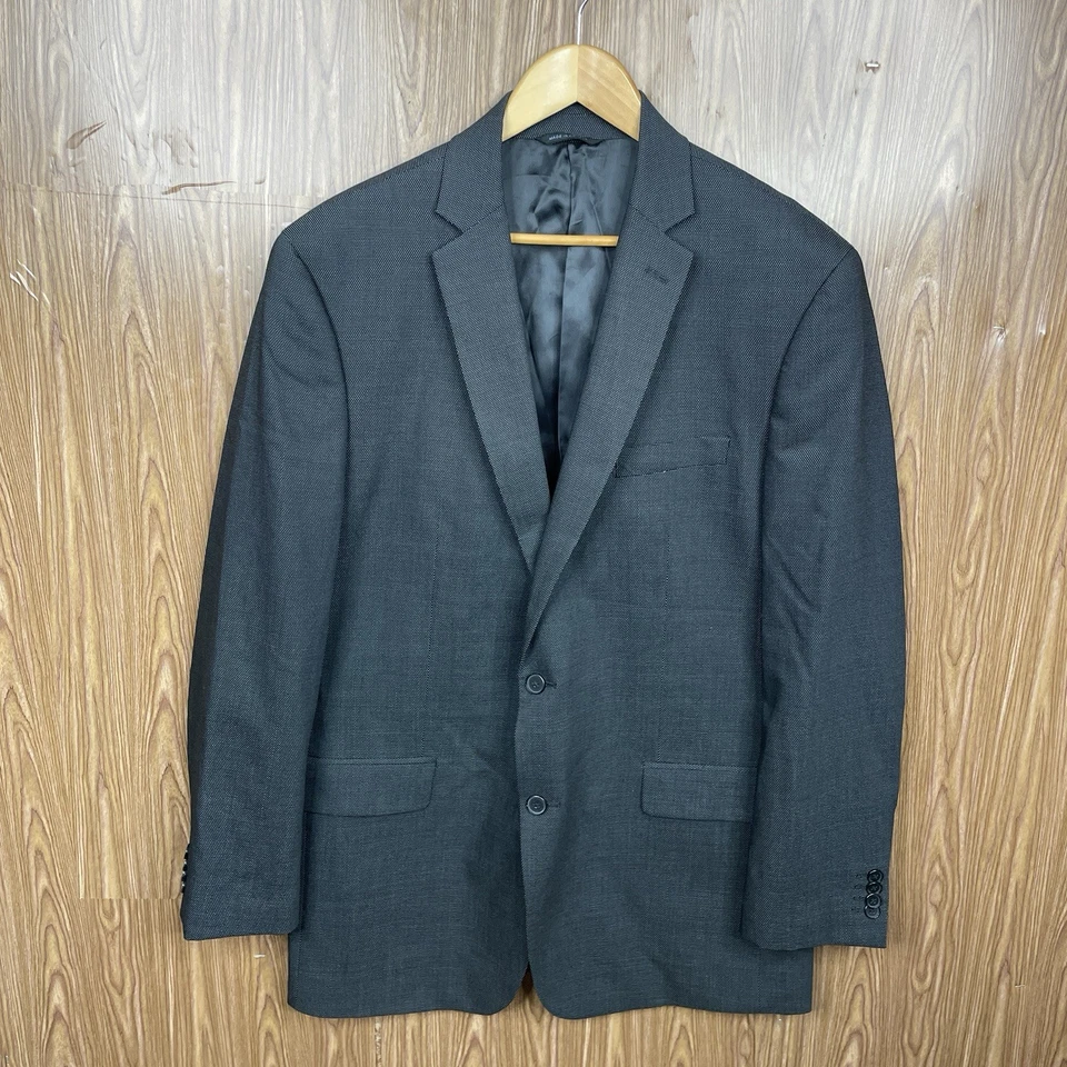 Abrigo deportivo Marc Anthony para hombre 44L gris oscuro lana seda doble ventilación dos botones Foto 2 de 4