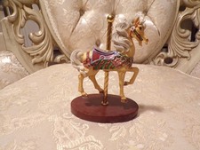 Small Ceramic Carousel Horse on Wooden Stand