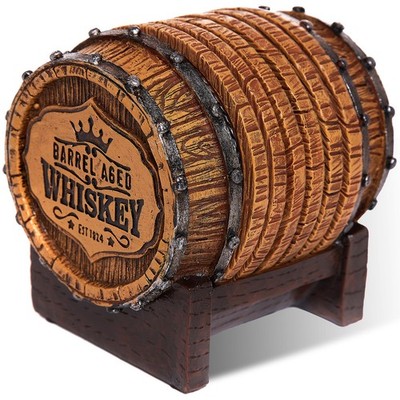 Whiskey Barrel Coaster Set | Handcrafted Rustic Decor | 6 Full-size Coasters