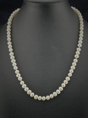 Lucoral Cultured Freshwater Pearl Necklace 18-20in LUC 925 Sterling Knotted