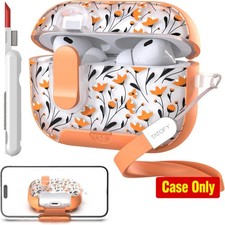 AirPod Pro 3 Case 2025 with Phone Stand Lanyard Lock Cleaning Kit, Flowers Cov