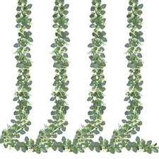 4 Pack Artificial Eucalyptus Garland Eucalyptus Leaves Vines Greenery Garland...