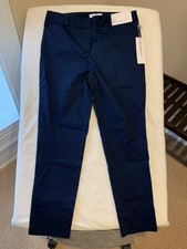 Liz claiborne pants new nwt navy emma ankle length cotton poly blend weave 4
