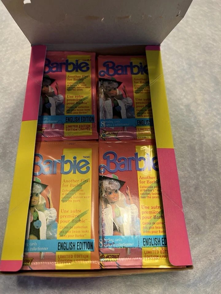 Tarjetas coleccionables Panini Barbie 1991 edición limitada caja bilingüe 24 paquetes sellados Foto 2 de 4