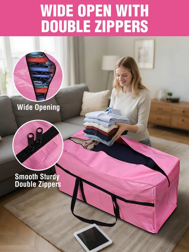 WORKPRO 66 Gallon Heavy-Duty Extra Large Moving Bags with Zippers Carry Handles - Image 4 of 4