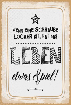 Blechschild 18x12 cm Wenn Schraube locker ist, hat Leben etwas Spiel Deko Deko G