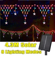 Solar Outdoor Fishing Net Lights LED Christmas Decorative String Lights Party US