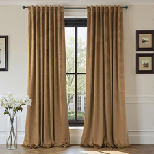 Luxurious Gold Brown Velvet Curtains 102" Long, 2 Panels for Cozy Decor