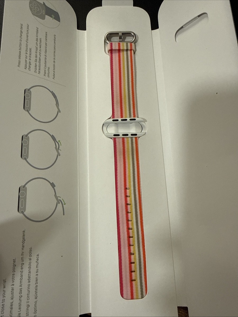 Apple Watch Woven Nylon Band 42mm (44/45/46/49) Pink Stripe Open