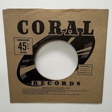 Coral Records Company Paper Sleeve 45 RPM Vinyl Unbreakable Decca New York