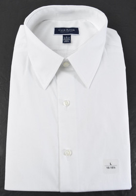 Club Room Mens Dress Shirt New L 16-16 1/2 White Button Up Regular Fit Solid