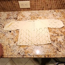 Handmade Ivory Crochet Baby Cardigan Sweater 0-3 Months Unisex Long Sleeve