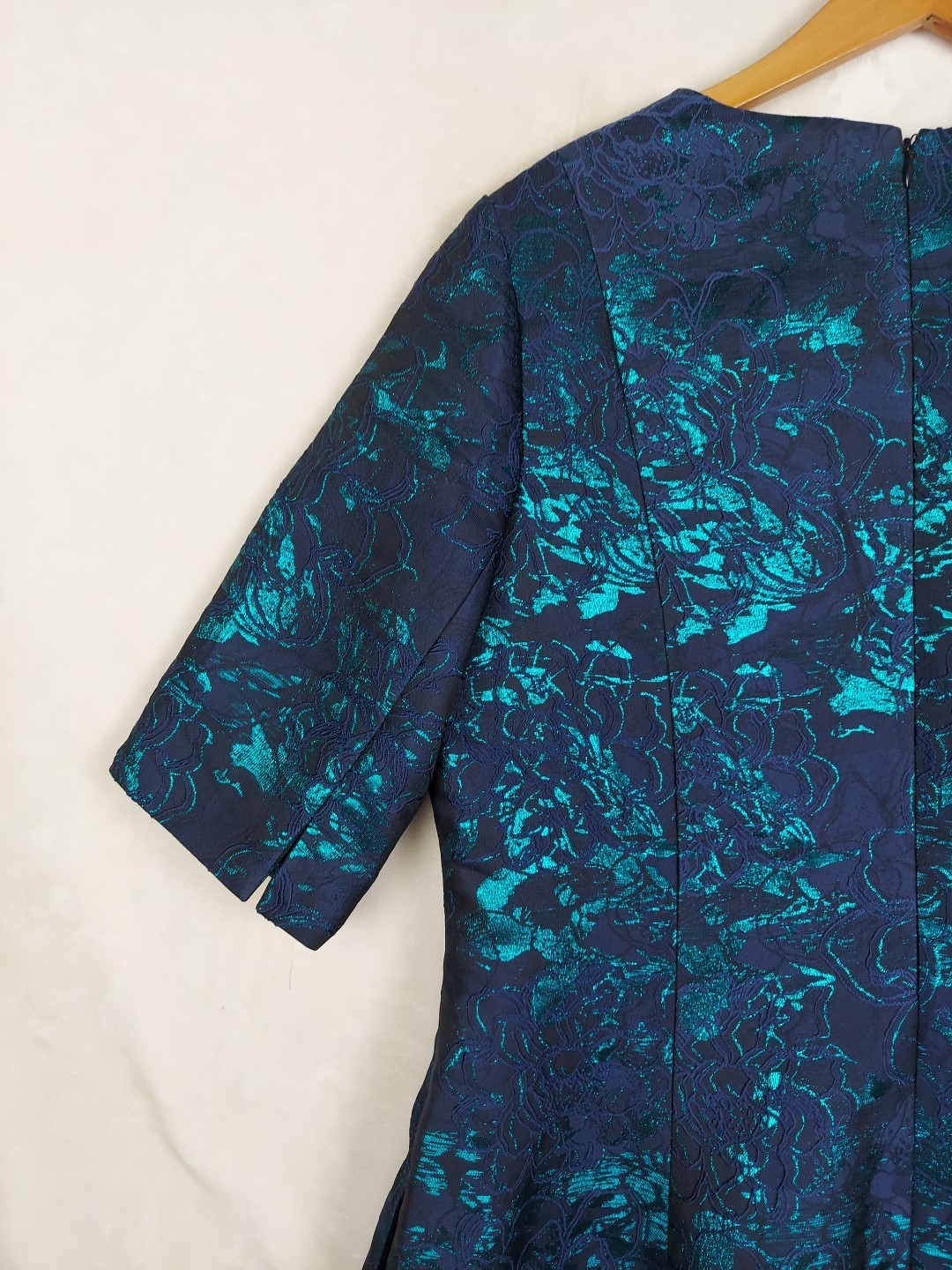 Teri Jon Cocktail Dress Womens 16 Metallic Floral Jacquard Christmas Holiday