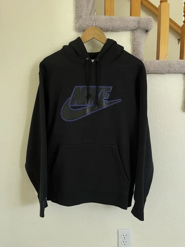 Felpa con cappuccio Supreme Nike in pelle con applicazioni. FW 2019. Nero. Medium.