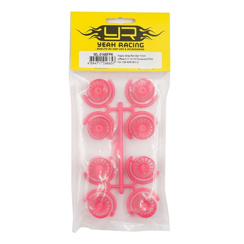 YR Wide Rim Set 11mm For Kyosho 1/28 AWD Mini-Z RC (Offset 0,+1,+2,+3) Pink - Image 2 of 3