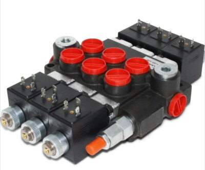 3 Spool Solenoid 12V DC Hydraulic Control Valve Double Acting 13 GPM 3600 PSI