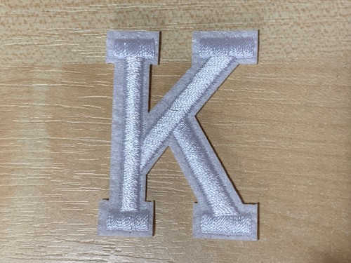 ALPHABET LETTERS EMBROIDERED IRON ON BADGE SEW ON PATCH WHITE A-Z APPLIQUE - Picture 35 of 50