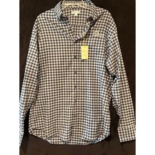 Peter Millar Crown Sport Gingham Button Down Shirt Long Sleeve Orion Logo L