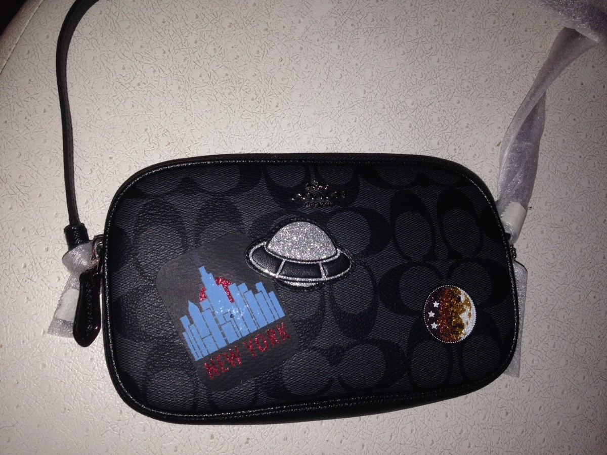 Coach Crossbody Bag NWT Black Signature logo,colorful Space Logo