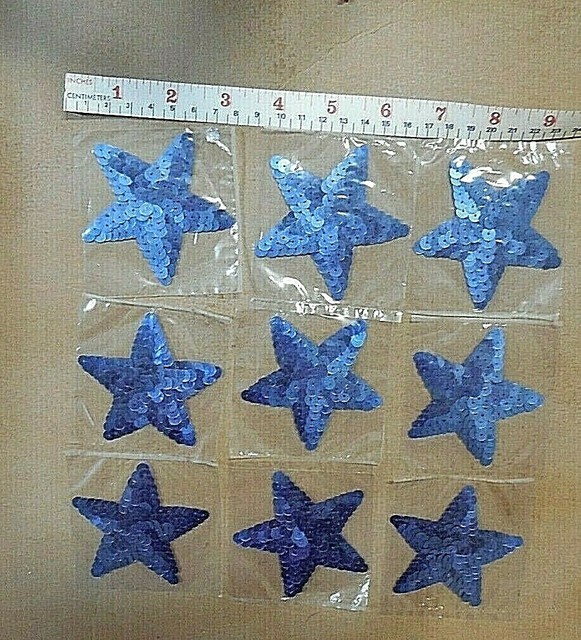 Lot of 9 Denim Blue Flat Sequin Star Appliques sewon eBay
