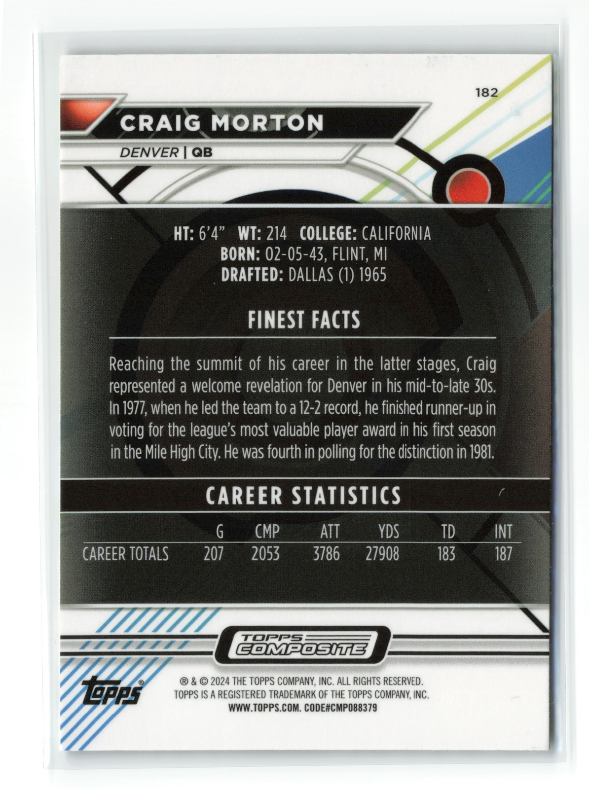 CRAIG MORTON #182 2023 TOPPS COMPOSITE COWBOYS FINEST XFACTOR