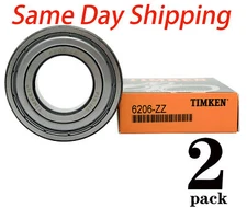 (2PACK) TIMKEN 6206-ZZ 30X62X16MM Double Metal Seal Bearings USA Brand