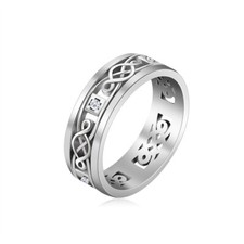 Celtic Knot Rings Stainless Steel Crystal Finger Ring Religious Anmulet Jewelry