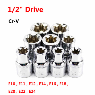 E10 E11 E12 E14 E16 E18 E20 E22 E24 1/2'' Drive Torx Sockets Vehicle Repair Tools