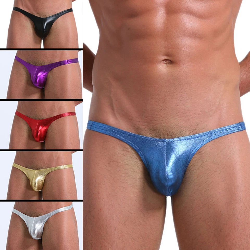 Slip intimo uomo perizoma perizoma rigonfiamento marsupio mutandine micro bikini schiena a T US - Immagine 2 di 4