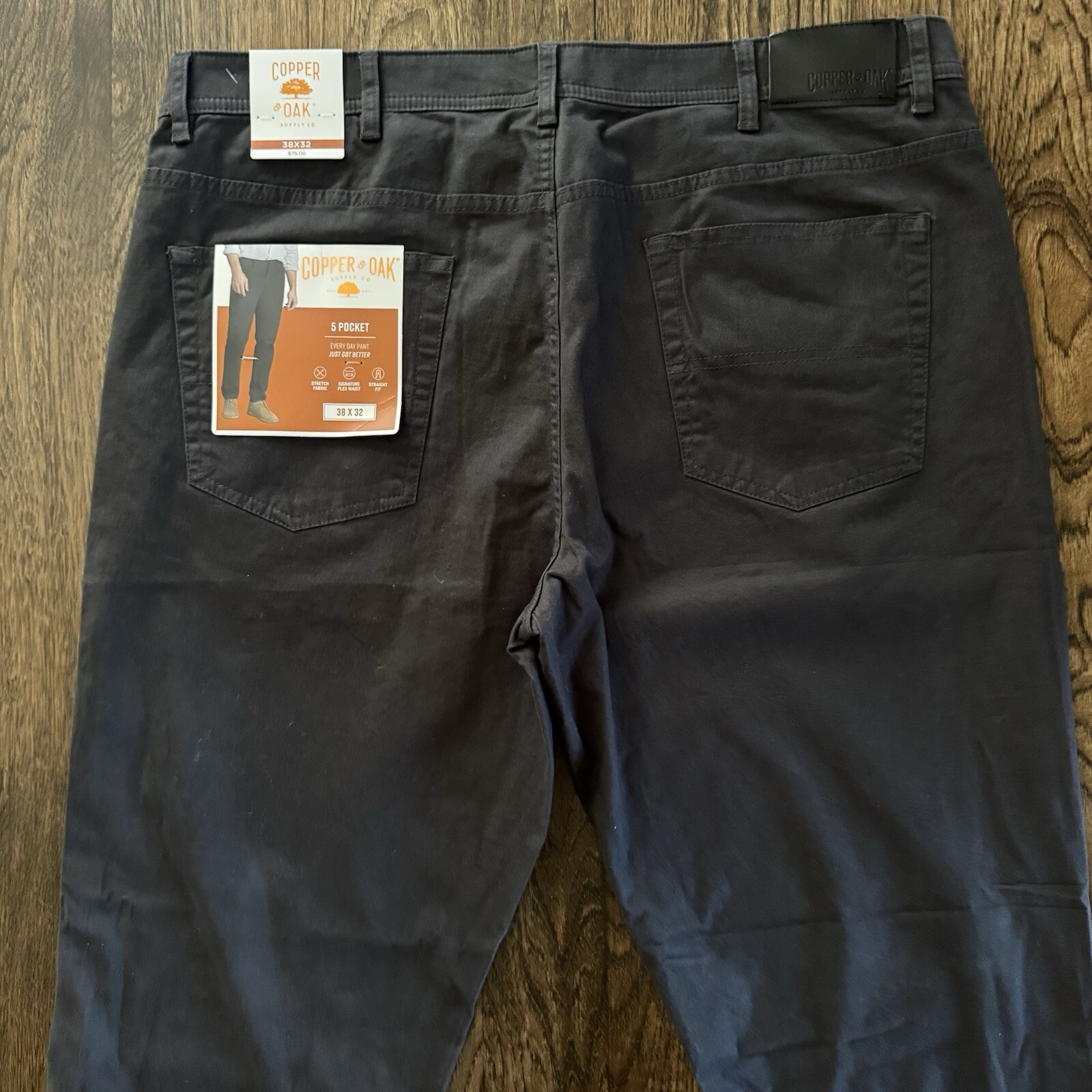 Copper & Oak NWT Mens 38x32 5 Pocket Every Day Pants Grey Shadow K4F817 NWT$75 image 5