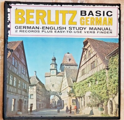 BERLITZ BASIC GERMAN 2 LP's STUDY GUIDE AND VERB FINDER