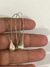 925 STERLING SILVER LONG TEARDROP DROP DANGLE Ear Thread Threader Earrings