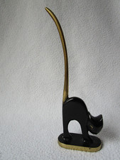 50er/60er Jahre Messing Brezelkatze Katze Ringhalter teilweise geschwärzt 17,5cm