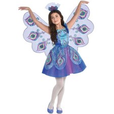 Pfau Kostüm Pretty Doli Pfauenauge für Kinder 4-10 Jahre blau lila Tier Fasching