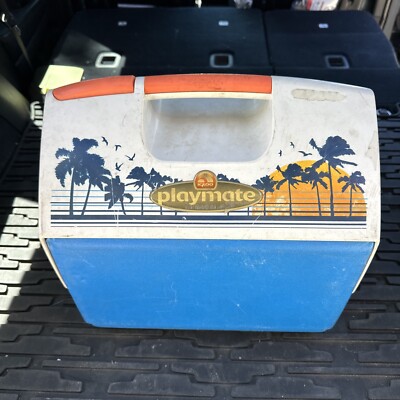 IGLOO PLAYMATE ELITE TROPICAL PALM TREES & SUNSET COOLER ICE CHEST SUMMER PATINA