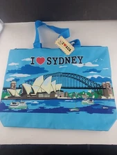 "I love sydney" grocery tote tourist Blue